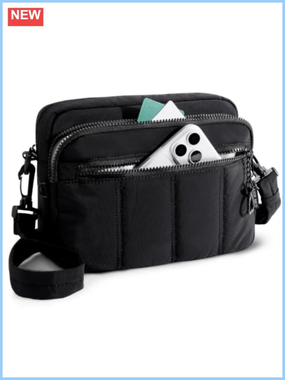 Quilted Nylon RFID Crossbody Bag Lightweight Travel Purse